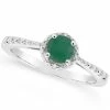 Macy's Emerald (1/2 Ct. T.w.) And Diamond Accent Ring In Sterling Silver (Also Available In Aquamarine)