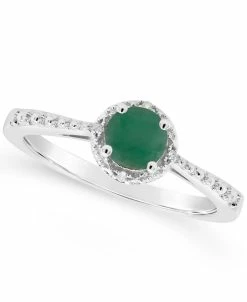 Macy's Emerald (1/2 Ct. T.w.) And Diamond Accent Ring In Sterling Silver (Also Available In Aquamarine)