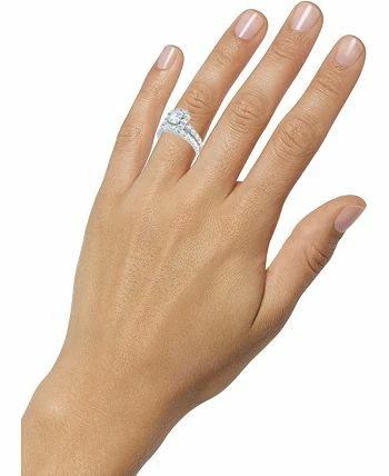 Marchesa Certified Diamond (4 Ct. T.w.) Emerald Halo Bridal Set In 18k White, Yellow Or Rose Gold 3 Marchesa Certified Diamond (4 Ct. T.w.) Emerald Halo Bridal Set In 18k White, Yellow Or Rose Gold - Image 3