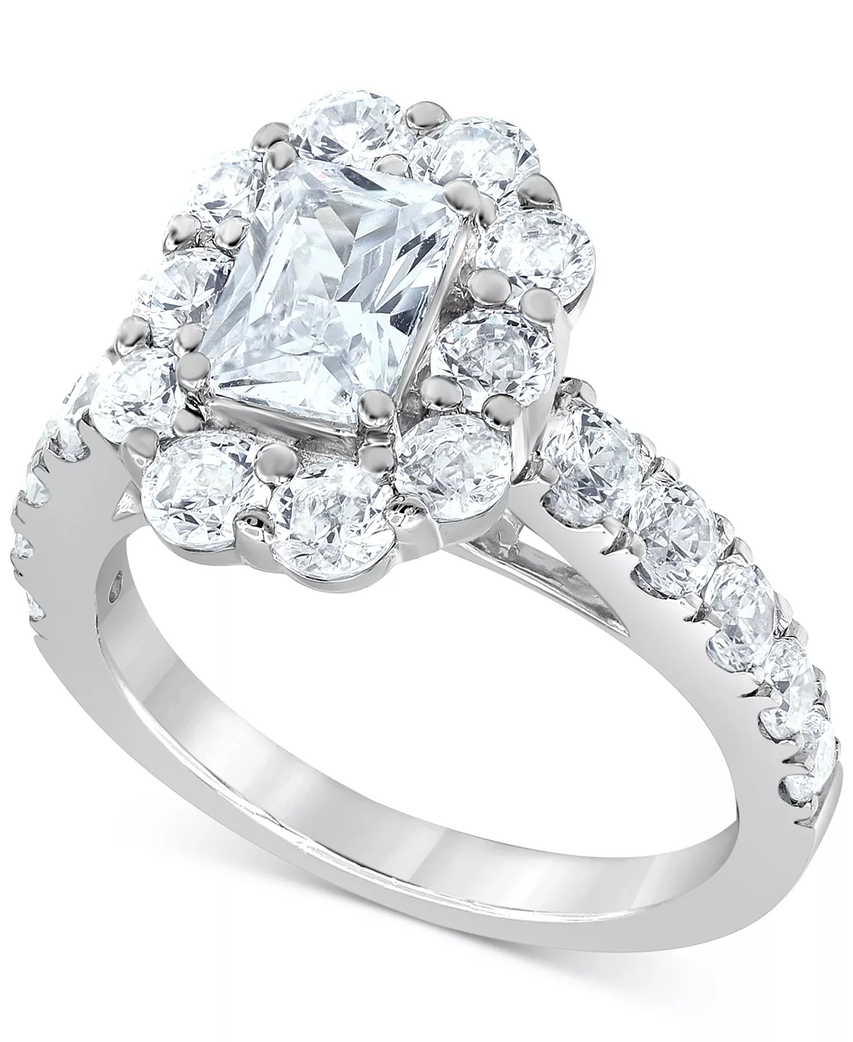 Marchesa Certified Diamond (4 Ct. T.w.) Emerald Halo Bridal Set In 18k White, Yellow Or Rose Gold 6 Marchesa Certified Diamond (4 Ct. T.w.) Emerald Halo Bridal Set In 18k White, Yellow Or Rose Gold - Image 6