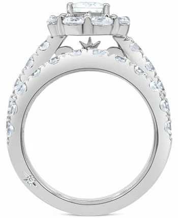 Marchesa Certified Diamond (4 Ct. T.w.) Emerald Halo Bridal Set In 18k White, Yellow Or Rose Gold 5 Marchesa Certified Diamond (4 Ct. T.w.) Emerald Halo Bridal Set In 18k White, Yellow Or Rose Gold - Image 5