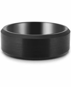 Macy's En's Satin Bevel Band In Black Ion-Plated Tantalum