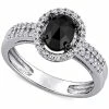 Macy's Diamond Black Oval Halo Management Ring (1 Ct. T.w.) In 14k White Gold