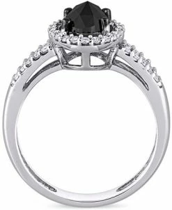 Macy's Diamond Black Oval Halo Management Ring (1 Ct. T.w.) In 14k White Gold -rings shop 17418520 fpx