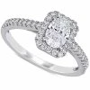 Macy's Diamond Oval Center Halo Engagement Ring (1 Ct. T.w.) In 14k White Gold
