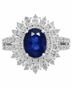 EFFY Collection ® Sapphire (1-7/8 Ct. T.w.) & Diamond (1/4 Ct. T.w.) Halo Statement Ring In 14k White Gold (Also In Ruby And Emerald) -rings shop 17421568 fpx