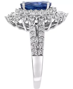 EFFY Collection ® Sapphire (1-7/8 Ct. T.w.) & Diamond (1/4 Ct. T.w.) Halo Statement Ring In 14k White Gold (Also In Ruby And Emerald) -rings shop 17421570 fpx