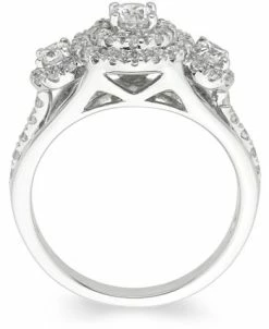 Macy's Diamond Trio Halo Engagement Ring (1 Ct. T.w.) In 14k White Gold -rings shop 17458432 fpx