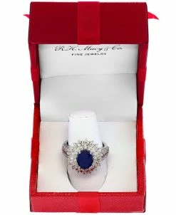EFFY Collection ® Sapphire (1-7/8 Ct. T.w.) & Diamond (1/4 Ct. T.w.) Halo Statement Ring In 14k White Gold (Also In Ruby And Emerald)