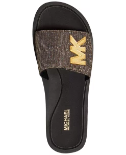 Michael Kors Women's MK Signature Logo Pool Slide Sandals -rings shop 17475010 fpx