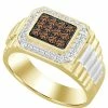 Macy's En's Brown & White Diamond (1/2 Ct.t.w.) Ring In 10k Yellow & White Gold