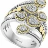 EFFY Collection ® Diamond Teardrop Cluster Statement Ring (1/6 Ct. T.w.) In Sterling Silver & 18k Gold-Plate