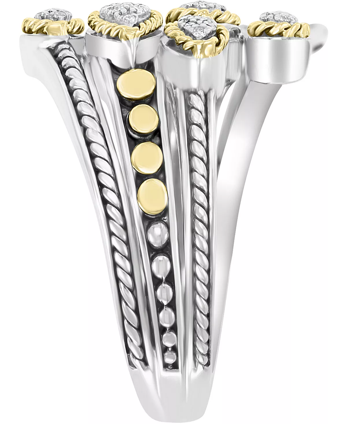 EFFY Collection ® Diamond Teardrop Cluster Statement Ring (1/6 Ct. T.w.) In Sterling Silver & 18k Gold-Plate 4 EFFY Collection ® Diamond Teardrop Cluster Statement Ring (1/6 Ct. T.w.) In Sterling Silver & 18k Gold-Plate - Image 4