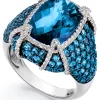 Macy's Blue Topaz (11-1/10 Ct. T.w.) & White Topaz (1/2 Ct. T.w.) Ring In Sterling Silver