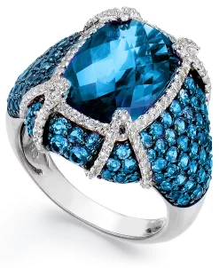 Macy's Blue Topaz (11-1/10 Ct. T.w.) & White Topaz (1/2 Ct. T.w.) Ring In Sterling Silver