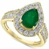 EFFY Collection ® Emerald ( 1-1/8 Ct. T.w.) & Diamond (3/8 Ct. T.w.) Teardrop Ring In 14k Gold
