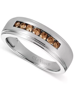 Le Vian Chocolatier® Men's Chocolate Diamond Band (3/8 Ct. T.w.) In 14k White Gold