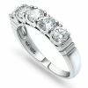 Macy's Cubic Zirconia Round 5 Stone Silver Plate Ring Or 18K Gold Plate