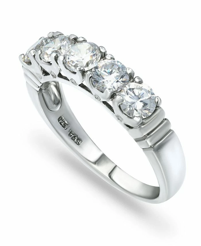 Macy's Cubic Zirconia Round 5 Stone Silver Plate Ring Or 18K Gold Plate 1 Macy's Cubic Zirconia Round 5 Stone Silver Plate Ring Or 18K Gold Plate