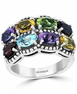 EFFY Collection ® Multi-Gemstone Oval Double Row Statement Ring (4-1/2 Ct. T.w.) In Sterling Silver