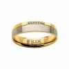 Inox Men's Steel Gold-Tone Plated 5 Piece Clear Diamond Ring