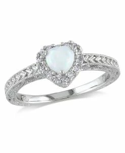 Macy's Opal And Diamond Halo Heart Ring
