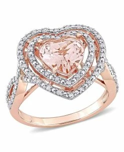 Macy's Organite And Diamond Double Halo Heart Ring