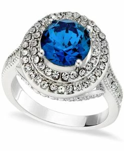 Charter Club Pavé Stone Halo Ring In Fine Silver Plate, Created For Macy's