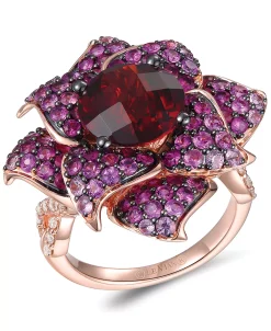 Le Vian Multi-Gemstone (7-1/10 Ct. T.w.) & Nude Diamond (3/8 Ct. T.w.) Flower Statement Ring In 14k Rose Gold