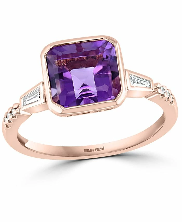 EFFY Collection ® Amethyst (2-3/8 Ct. T.w.) & Diamond (1/8 Ct. T.w.) Ring In 14k Rose Gold 1 EFFY Collection ® Amethyst (2-3/8 Ct. T.w.) & Diamond (1/8 Ct. T.w.) Ring In 14k Rose Gold
