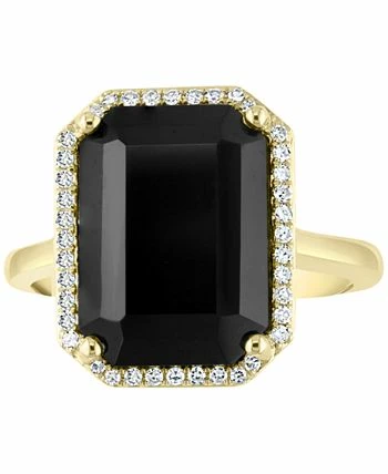 EFFY Collection ® Diamond (1/6 Ct. T.w.) & Onyx (14 X 10mm) Statement Ring In 14k Gold 2 EFFY Collection ® Diamond (1/6 Ct. T.w.) & Onyx (14 X 10mm) Statement Ring In 14k Gold - Image 2