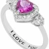 Macy's Women's Heart 'I Love You' Message Ring In Sterling Silver