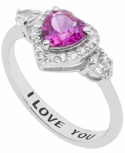 Macy's Women's Heart 'I Love You' Message Ring In Sterling Silver