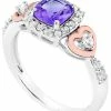 Macy's Amethyst (1 Ct.t.w) 14K Rose Gold Plated Heart Ring In Sterling Silver