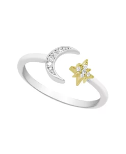 And Now This Cubic Zirconia Moon And Star Toe Ring In Two Tone Silver Plate