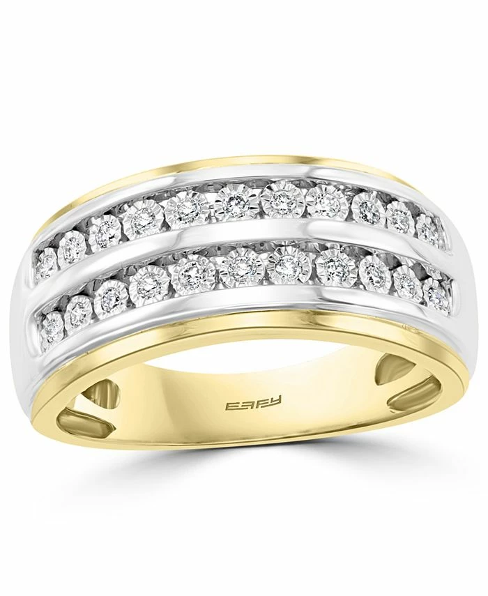 EFFY Collection ® Men's Diamond Double-Row Ring (1/4 Ct. T.w.) In 14k Gold & White Gold 1 EFFY Collection ® Men's Diamond Double-Row Ring (1/4 Ct. T.w.) In 14k Gold & White Gold