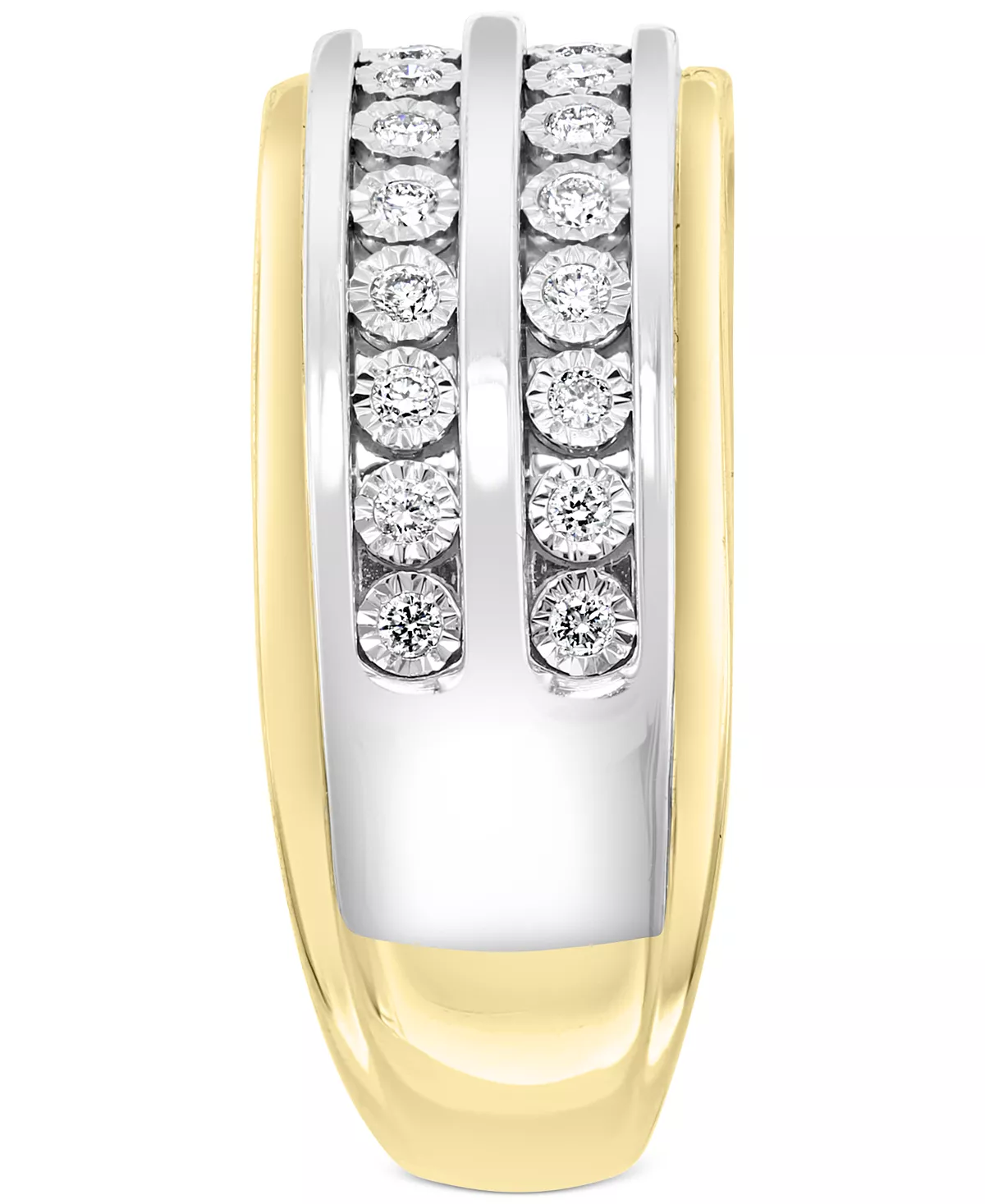EFFY Collection ® Men's Diamond Double-Row Ring (1/4 Ct. T.w.) In 14k Gold & White Gold 4 EFFY Collection ® Men's Diamond Double-Row Ring (1/4 Ct. T.w.) In 14k Gold & White Gold - Image 4
