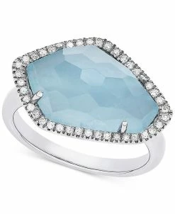 Macy's Ilky Aquamarine (5-3/8 Ct. T.w.) & Diamond (1/6 Ct. T.w.) Ring In Sterling Silver