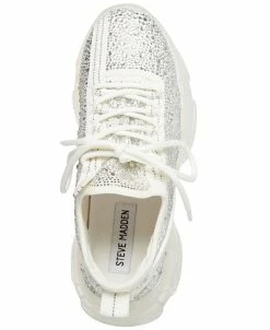 Steve Madden Women's Maxima Rhinestone-Trim Trainer Sneakers -rings shop 18893983 fpx