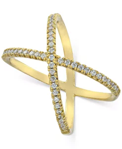 Giani Bernini Cubic Zirconia Crisscross Statement Ring In Gold-Plated Sterling Silver, Created For Macy's 6 Giani Bernini Cubic Zirconia Crisscross Statement Ring In Gold-Plated Sterling Silver, Created For Macy's -rings shop 19037554 fpx