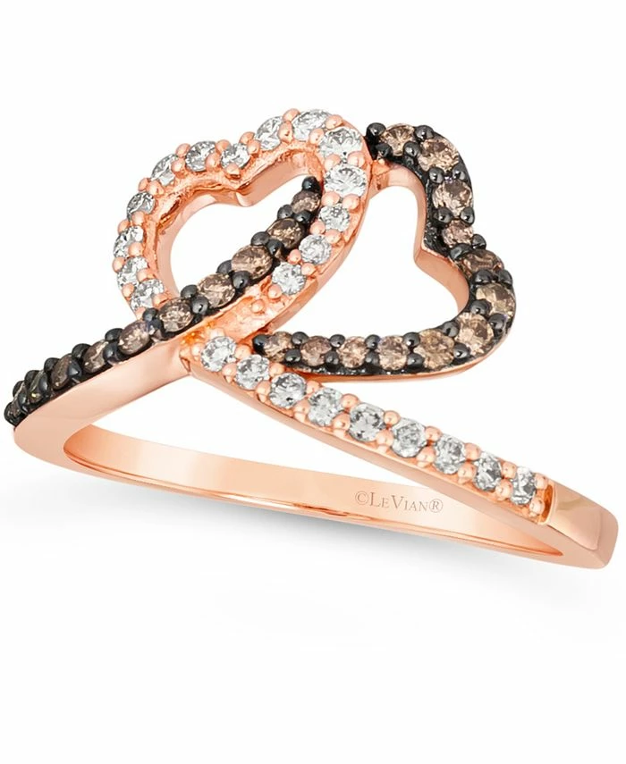 Le Vian Chocolate Diamond (1/4 Ct. T.w.) & Nude Diamond (1/4 Ct. T.w.) Interlocking Heart Ring In 14k Rose, Yellow Or White Gold 1 Le Vian Chocolate Diamond (1/4 Ct. T.w.) & Nude Diamond (1/4 Ct. T.w.) Interlocking Heart Ring In 14k Rose, Yellow Or White Gold