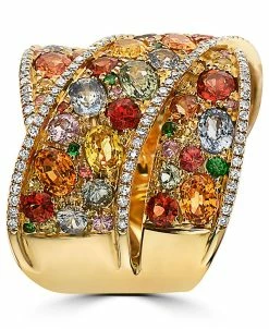 EFFY Collection ® Multi-Gemstone (5-3/4 Ct. T.w.) & Diamond (1/3 Ct. T.w.) Crossover Wide Statement Ring In 14k Gold -rings shop 19330645 fpx