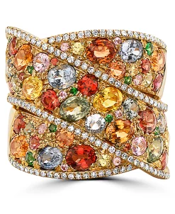 EFFY Collection ® Multi-Gemstone (5-3/4 Ct. T.w.) & Diamond (1/3 Ct. T.w.) Crossover Wide Statement Ring In 14k Gold -rings shop 19330647 fpx