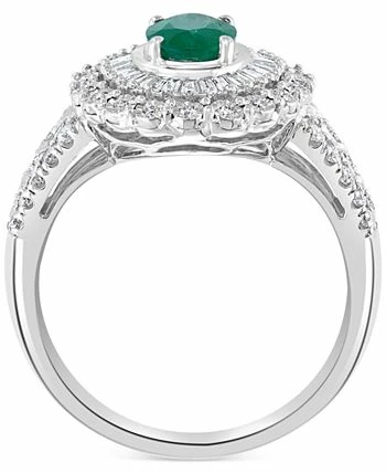 EFFY Collection ® Emerald (3/4 Ct. T.w.) & Diamond (3/8 Ct. T.w.) Statement Ring In 14k White Gold 3 EFFY Collection ® Emerald (3/4 Ct. T.w.) & Diamond (3/8 Ct. T.w.) Statement Ring In 14k White Gold - Image 3