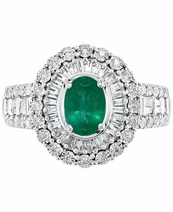 EFFY Collection ® Emerald (3/4 Ct. T.w.) & Diamond (3/8 Ct. T.w.) Statement Ring In 14k White Gold 5 EFFY Collection ® Emerald (3/4 Ct. T.w.) & Diamond (3/8 Ct. T.w.) Statement Ring In 14k White Gold - Image 5