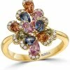 EFFY Collection ® Multi-Sapphire (2-1/6 Ct. T.w.) & Diamond (1/6 Ct. T.w.) Flower Statement Ring In 14k Gold