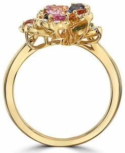 EFFY Collection ® Multi-Sapphire (2-1/6 Ct. T.w.) & Diamond (1/6 Ct. T.w.) Flower Statement Ring In 14k Gold -rings shop 19333250 fpx