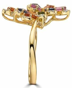EFFY Collection ® Multi-Sapphire (2-1/6 Ct. T.w.) & Diamond (1/6 Ct. T.w.) Flower Statement Ring In 14k Gold -rings shop 19333251 fpx