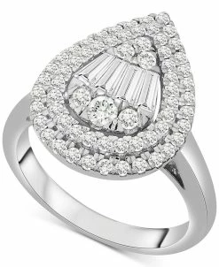Wrapped In Love Diamond Teardrop Cluster Statement Ring (1 Ct. T.w.) In 14k White Gold Or 14k Yellow Gold, Created For Macy's