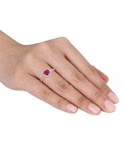 Macy's Ruby (1 Ct. T.w.) & Diamond (1/4 Ct. T.w.) Heart Halo Ring In 14k Rose Gold -rings shop 19475254 fpx